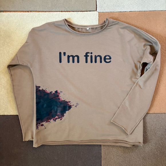I’M FINE Raglan Sleeve Pullover size S - Picture 2 of 9